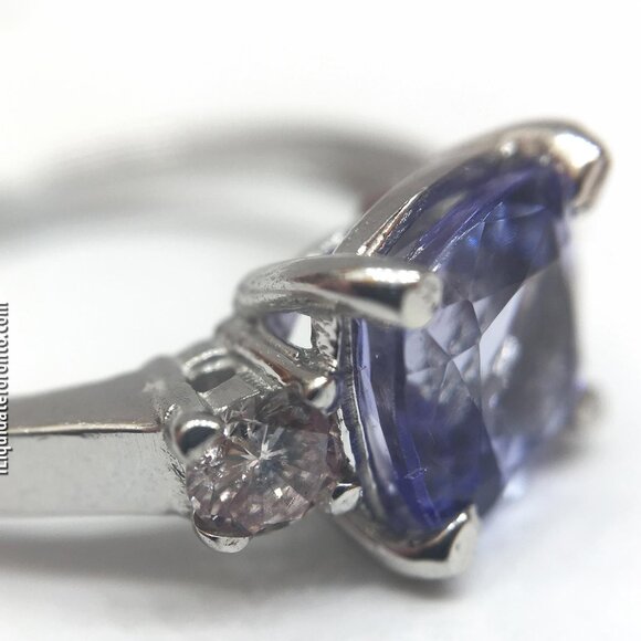Beautiful 3-Stone Tanzanite and Diamond Ring. Over 3CTW in 14K White Gold. - Picture 12 of 12